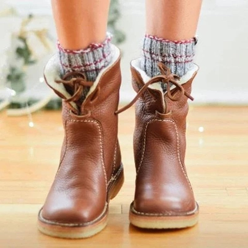 women snow boots flats winter shoes woman casual vintage sapato